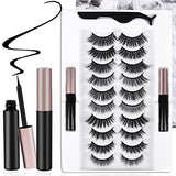 AROIC 10 Kinds of 3D 5D Magnetic Eyelash Kit with Different Density, Magnetic Eyelashes with 2 Magnetic Eyeliner and 1 Tweezer, False Eyelashes for AROIC