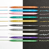 KINGART 404-10 Twin-Tip Metallic Pens, Set of 10 Vivid Colors, Double-ended Brush Tip and Fine Tip, Non-Toxic, Quick Drying, Water-based Ink for KINGART