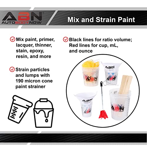 ABN Home and Automotive Paint Mixing Cups Kit - 40pc Complete Epoxy Mixer Set for Measuring Pouring Resin Oil and Paint ABN