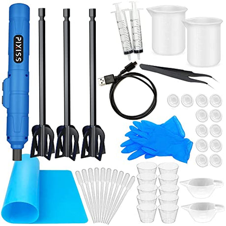 Pixiss Premium Handheld Resin Mixer, Handheld Rechargeable Epoxy Mixer, Epoxy Resin Mixer Pro Grade, Resin Stirrer for Resin, DIY Crafts Tumbler, Pixiss