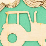Pack of 24 Unfinished Wood Farm Tractor Cutouts - Made in USA Blank Tractor Wooden DIY Shapes for Scouts, Camps, Vacation Bible School, & Birthday Factory Direct Craft