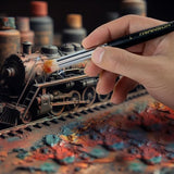 Transon 8pcs Miniature Painting Dry Brush Set with 5 Drybrushes and 3 Small Detail Brushes for Model Making and Miniature Model Painting TRANSON