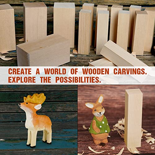19Pcs Basswood Carving Blocks Set, 3 Different Sizes of Carving Blocks,  Carving Blocks are Easy to Use, Suitable for Children and Adults