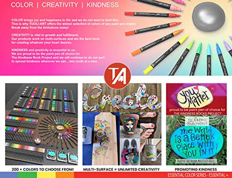 Acrylic Markers, Paint Pens Assorted Vibrant Markers for Rock Painting, Canvas, Glass, Mugs, Wood, Ceramic, Fabric, Metal, Scrapbooking. Non Toxic, TOOLI-ART