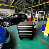 Tool Dorm Storage Cabinet 27Inch Metal Storage Cabinet with 4 Drawer,Rolling Wheel, Cold Rolled Steel, Black Powder Coating, Suitable for Garage, Generic