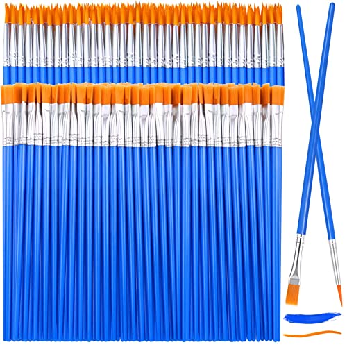 126 Pcs Small Paint Brushes Bulk, Kids Paint Brushes with Flat and Round Pointed Paint Brushes Set, Craft Brushes for Classroom Acrylic Oil Evatage