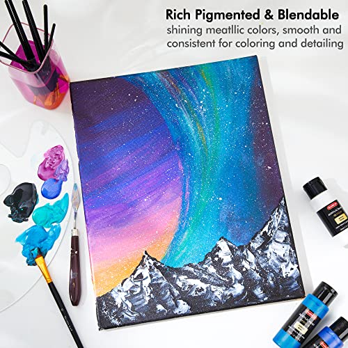 Shuttle Art 30 Colors Metallic Acrylic Paint, Artist Grade Metallic Paint in Bottles (60ml, 2oz), Rich Pigmented, High Viscosity, Non-Toxic for Shuttle Art