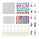 KISSITTY Letter Number Earring Silicone Molds Alphabet Number Heart Pendant Resin Casting Molds Earring Making Kit for Adults UV Resin Jewelry Crafts KISSITTY