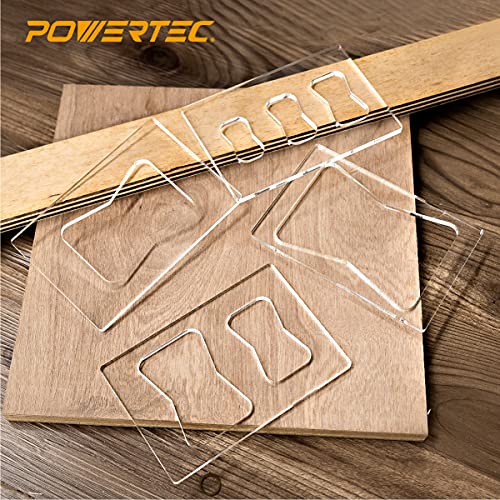 POWERTEC 71105 Clear 1/4" Thick Acrylic Butterfly Bowtie Router Template for Woodworking, Decorative Wood Router Jig Stencils Inlay Kit for Precise - WoodArtSupply