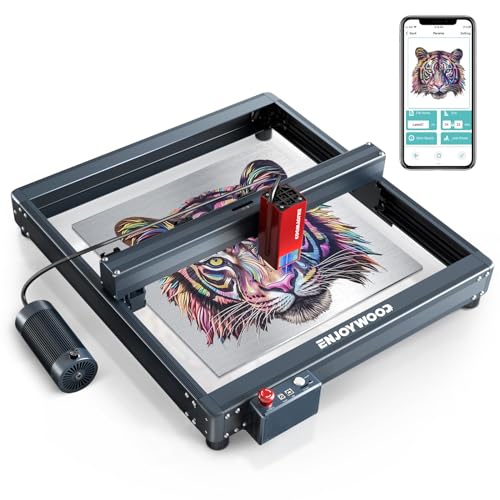 ENJOYWOOD Laser Machine 20W Output Power with Air Assist& Rotary Roller Laser Engraving 0.08 * 0.1mm Compressed Spot Laser Engraver Cutter Machine ENJOYWOOD