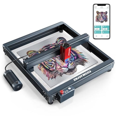 ENJOYWOOD Laser Machine 20W Output Power with Air Assist& Rotary Roller Laser Engraving 0.08 * 0.1mm Compressed Spot Laser Engraver Cutter Machine ENJOYWOOD