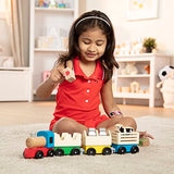 Melissa & Doug Wooden Farm Train Set - Classic Wooden Toy (3 linking cars) Melissa & Doug