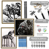 Kalour Sketching Pencil Set(34 Pack) - Includes Sketchbook - Zippered Travel Case - Sketch Pencil,Charcoal Pencil,Blending Paper,Eraser - Art Drawing KALOUR