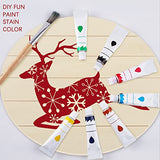 Whaline 5Pcs 12 Inch Christmas Wood Circles for Crafts Holiday Rustic Blank Wood Sign Unfinished Round Wood Slices Door Hanger Wood Plaques for Xmas Whaline