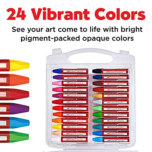Faber-Castell Blendable Oil Pastels In Durable Storage Case- 24 Vibrant Colors - Non-Toxic Pastels for Kids Faber-Castell