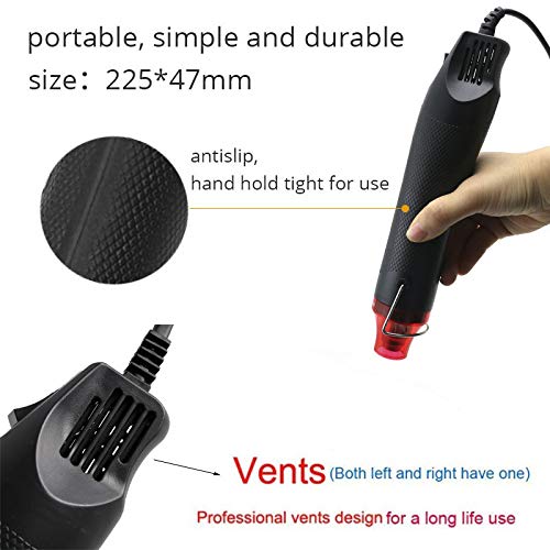 6.56FT Long Heat Gun, Uptdae Version Homidic Mini Handheld Hot Air Gun, Electric 300W Portable Heat Gun for DIY Craft Embossing, Shrink Wrapping PVC, - WoodArtSupply