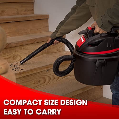 Shop-Vac 2.5 Gallon 2.5 Peak HP WetDry Vacuum, Portable Compact Shop Vacuum with Collapsible Handle Wall Bracket & Multifunctional Attachments for