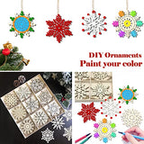 36pcs Large Christmas Wooden Snowflakes Hanging Ornaments DIY Craft Snowflake Wooden Ornaments Unfinished Wood Cutout Christmas Decorations Tree MFLUEEWR