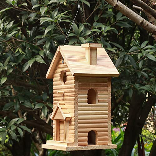STARSWR Bird House,Outdoor Bird Houses for Outside Clearance,2 Hole Wooden BlueBirdHouse Finch Cardinals Hanging Birdhouse Nesting Box for Wild Bird STARSWR