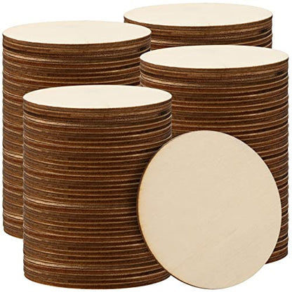 ZEONHAK 200 PCS 3 Inch Wood Circles, Circle Wood Pieces, Round Poplar Wood Discs, Wood Circles for Crafts, Painting, Home Decorations - WoodArtSupply