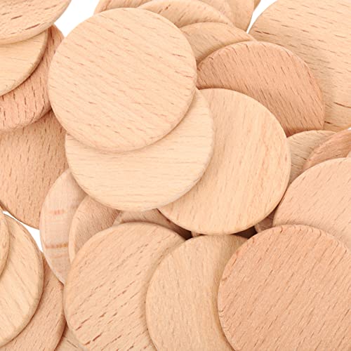 SEWACC 50pcs Natural Wood Circles Slices Unfinished Cutout Round Wood Piece Wood Discs Blank Tags for DIY Crafts Projects Board Ornaments