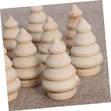 VILLCASE 20pcs Wooden Unfinished Tree Wood Xmas Tree Sculpture Christmas Unpainted Peg Doll Wood Christmas Ornament Unfinished Wood Toys Cake Topper VILLCASE