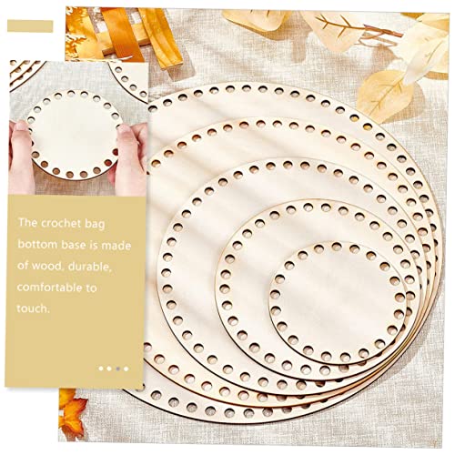 Ciieeo 10 Pcs Woven Bag Base Round Purse Knitted Tote Bag Woven Baskets DIY Wood Bag Bottom Crochet Basket Kit Basket Weaving Kit Wood Crocheting Bag Ciieeo