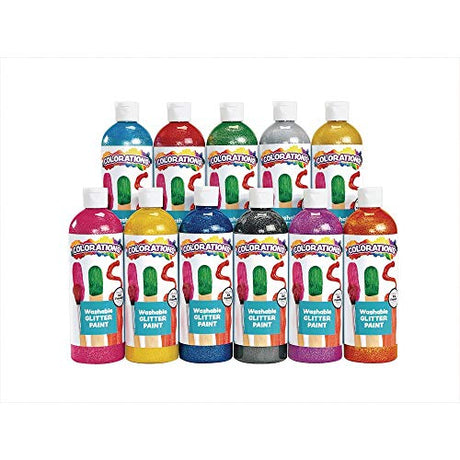 Colorations Washable Glitter Paints, Set of 11, 16oz Each, Paint, Kids Paint, Washable Paint, Washable Paint for Kids, Paint for Kids, Kids Paint Colorations