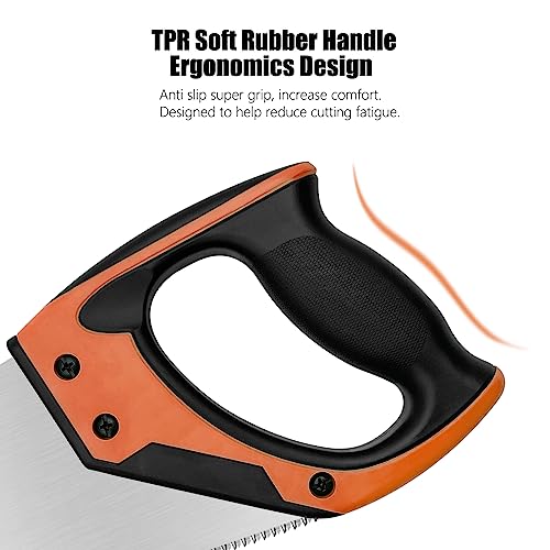 14 Inch Wood Hand Saw, 11 TPI Universal Handsaw Non-slip Ergonomic Handle Rustproof Wood Saw WBJKZJD