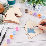 OLYCRAFT 10pcs Unfinished Wood Horse Blank Wood Slices Horse Shape Wooden Pieces Unfinished Blank Slices Natural Wood Cutouts for DIY Project OLYCRAFT