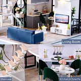 TuKIIE DIY Miniature Dollhouse Kit with Furniture, 1:24 Scale Creative Room Mini Wooden Doll House Accessories Plus Dust Proof & Music Movement for TuKIIE