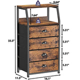 Furnulem Tall 4 Drawers Dresser, Vertical Storage Tower Fabric Dresser for Bedroom, Hallway, Entryway, Nursery, Closet Organizer, Nightstand Bedside Furnulem