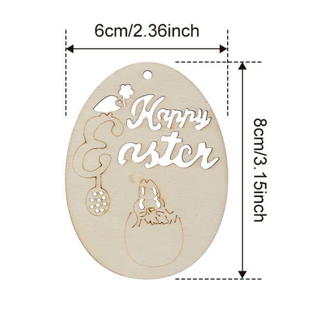 72 Pcs Wooden Egg Cutouts Blank Wooden Easter Ornaments Hanging Wood Pieces Unfinished Wood for Crafting Painting DIY Projects BFLCTTBD