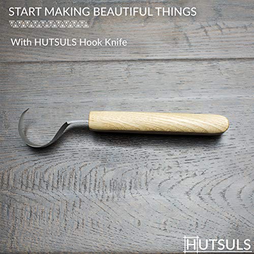 Hutsuls Spoon Carving Knife for Beginners - Right-Handed Razor Sharp Wood Carving Hook Knife Tool in a Beautifully Designed Gift Box Kuksa Carving Hutsuls