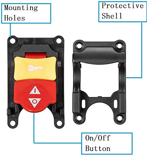 Belleone Table Saw Switch for Ryobi Craftsman, Safety Table Saw Power Switch for Ryobi Craftsman 10" Table Saw Parts, On/Off Switch, 125V/250V, - WoodArtSupply