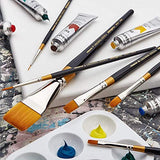 KINGART Premium Original Gold Series Handcrafted Golden Taklon Multimedia Artist Brushes, Gift Box, Set of 12, Black Glosss Handle, for Oil, Acrylic, KINGART