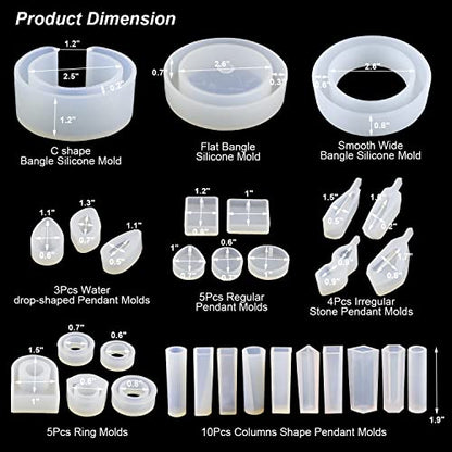 LET'S RESIN 30pcs Resin Jewelry Molds, Jewelry Molds for UV Resin, Resin Silicone Molds kit with Bracelet Molds,Pendant Molds,Ring Molds for Epoxy