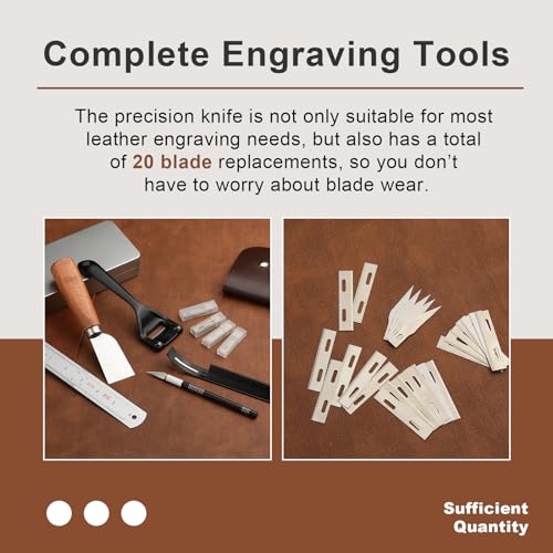 TLKKUE Leather Skiver Carving Knife Metal Sharp Skiving Beveler Tools Safety Beveler Leather Cutting Tool for Bag Wristband Belt Leather DIY Craft TLKKUE
