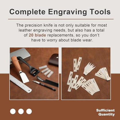 TLKKUE Leather Skiver Carving Knife Metal Sharp Skiving Beveler Tools Safety Beveler Leather Cutting Tool for Bag Wristband Belt Leather DIY Craft - WoodArtSupply