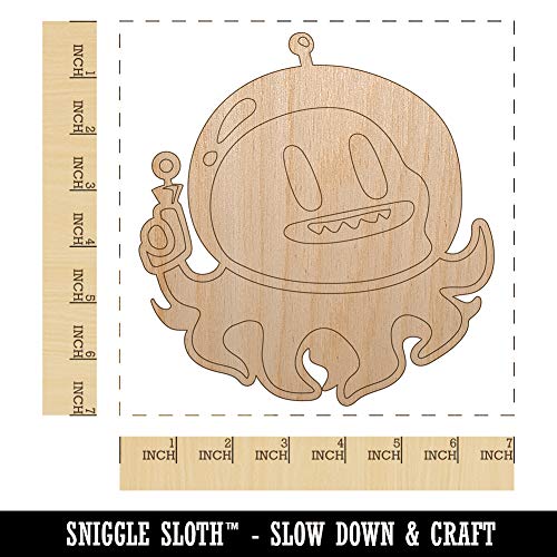 Alien Space Octopus Unfinished Wood Shape Piece Cutout for DIY Craft Projects - 1/4 Inch Thick - 6.25 Inch Size Sniggle Sloth