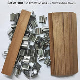 MadMedic 100 PCS Candle Wick 0.75 x 5.12 inch Natural Wooden Wicks for Candle Making, Candle DIY Wick Smokeless Wood Wicks with Candle Wick Holders MadMedic