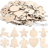 Tatuo 120 Pieces Unfinished Wooden Ornaments Christmas Wood Ornaments Hanging Embellishments Crafts for DIY, Christmas Hanging Decoration in 10 Tatuo
