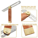 Aracombie Adjustable T-Bevel Gauge with Locking Button,T Bevel Sliding Angle Guage,Carpenter Square Measurement Tool Hardwood Handle with Metric and Aracombie
