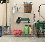 Whitmor Supreme 3 Tier Shelving with Adjustable Shelves and Leveling Feet - 350 lb. Capacity per Shelf - Chrome Whitmor