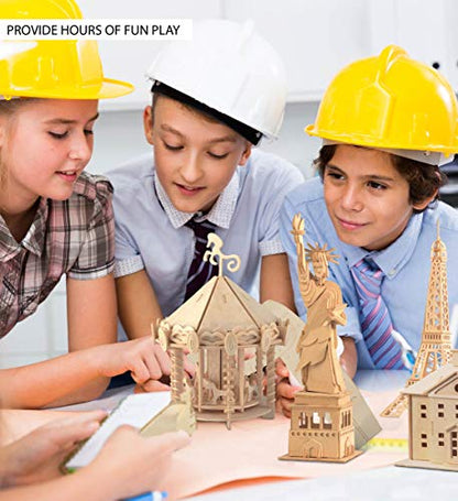 Puzzled 3D Puzzle The Statue of Liberty Wood Craft Construction Model Kit, Educational DIY Wooden Toy Assemble Model Unfinished Crafting Hobby Puzzle - WoodArtSupply