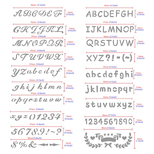 BENECREAT 4PCS 4x7 Inch Metal Engraving Stencils Letter Number Metal Stencils for Wood Carving, Drawings and Woodburning, Engraving and Scrapbooking BENECREAT