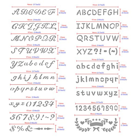 BENECREAT 4PCS 4x7 Inch Metal Engraving Stencils Letter Number Metal Stencils for Wood Carving, Drawings and Woodburning, Engraving and Scrapbooking BENECREAT