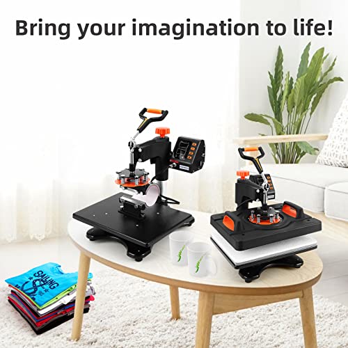 Heat Press Machine for t-Shirts 9 in 1 PioneerWorks Heat Press Machine Combo15x12 Inch, 360° Swing Rotation LCD Digital Display Heat Press for PioneerWorks