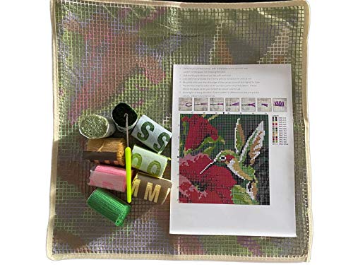 Colorful Hummingbird Latch Hook Craft Kit, 16'' X 16'' Tapestry Kits Latch Hook Rug Kits Carpet Embroidery Needlework DIY Rugs Hook Rug - WoodArtSupply