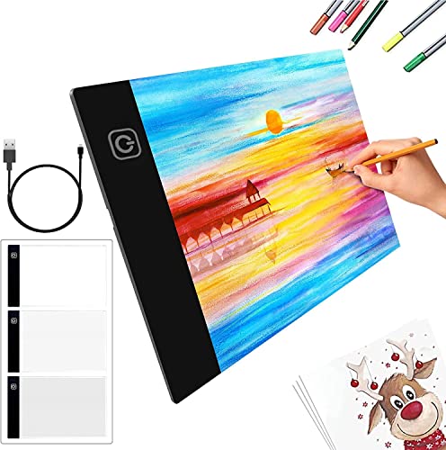 Portable Led A5 Painting Light Pad Tracing White LED Artcraft Light Box Bright Pad for Sketching, Diamond Painting (A5) - WoodArtSupply